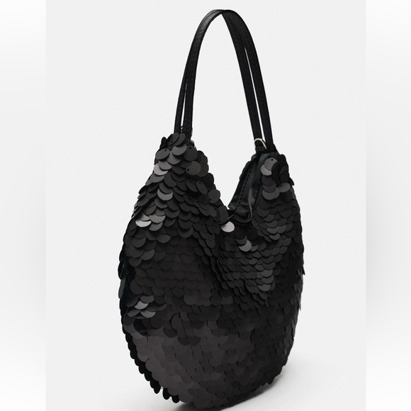 ZARA SEQUIN MINI BUCKET BAG - Picture 6 of 9